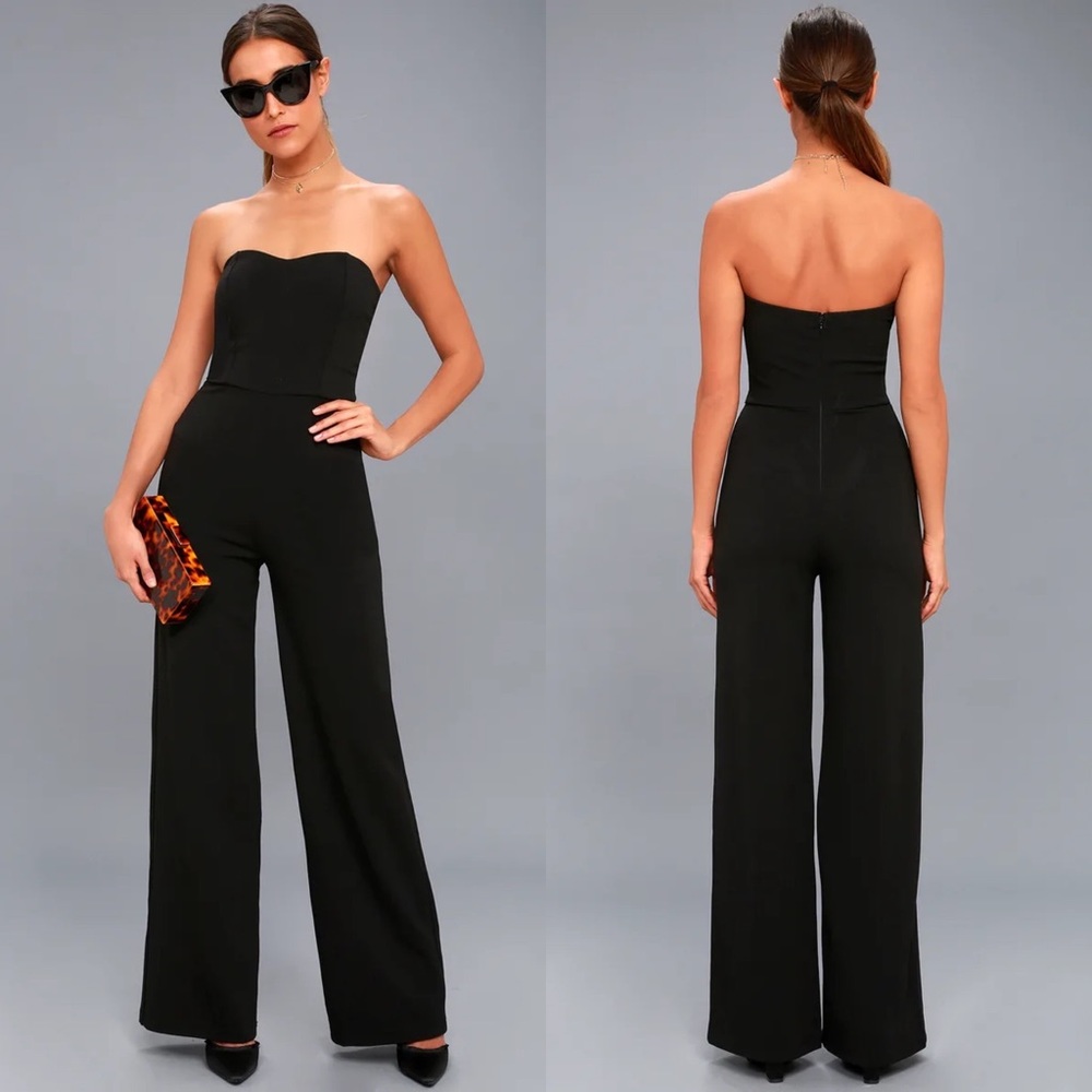 NWT Lulus Edith Black Strapless Jumpsuit